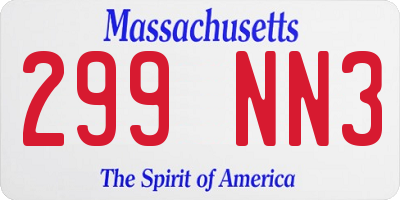MA license plate 299NN3