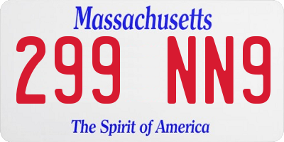 MA license plate 299NN9