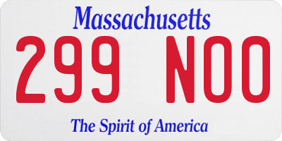 MA license plate 299NO0