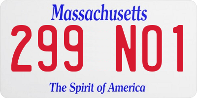 MA license plate 299NO1
