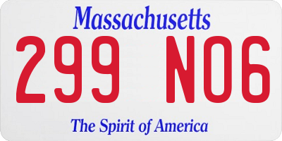 MA license plate 299NO6