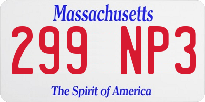 MA license plate 299NP3