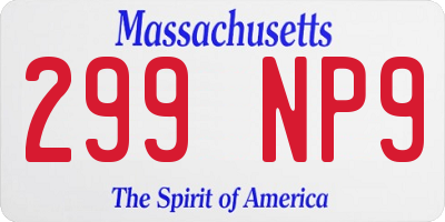 MA license plate 299NP9