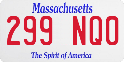 MA license plate 299NQ0