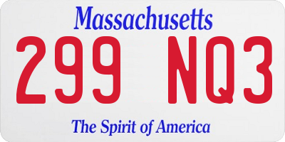 MA license plate 299NQ3