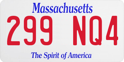 MA license plate 299NQ4