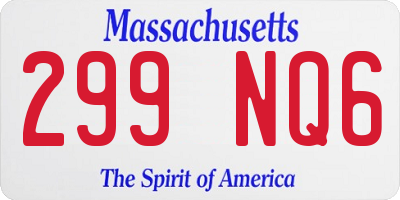 MA license plate 299NQ6