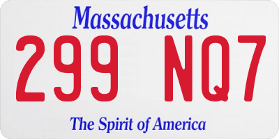 MA license plate 299NQ7