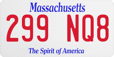 MA license plate 299NQ8