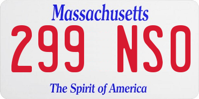 MA license plate 299NS0