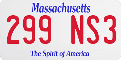 MA license plate 299NS3