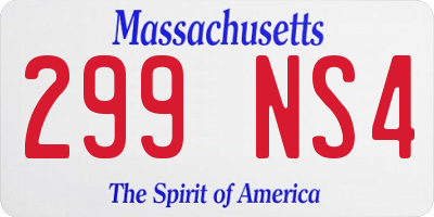 MA license plate 299NS4