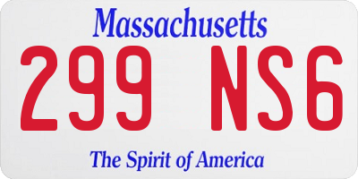 MA license plate 299NS6