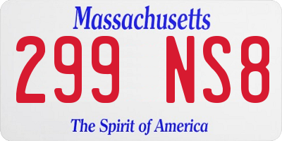 MA license plate 299NS8