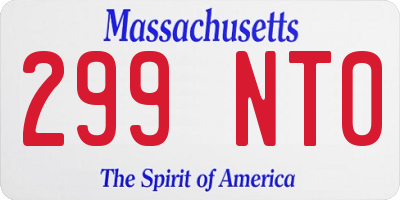 MA license plate 299NT0