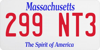 MA license plate 299NT3
