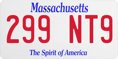 MA license plate 299NT9