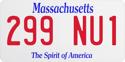 MA license plate 299NU1