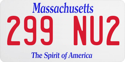 MA license plate 299NU2