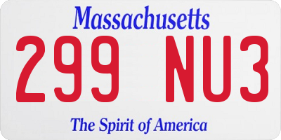 MA license plate 299NU3