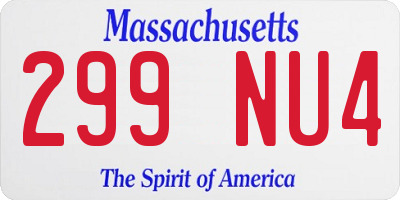 MA license plate 299NU4