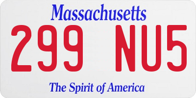 MA license plate 299NU5