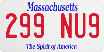 MA license plate 299NU9