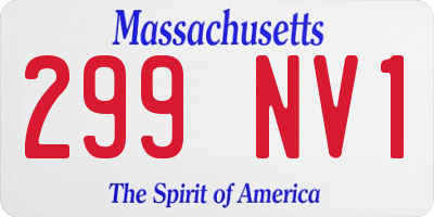 MA license plate 299NV1