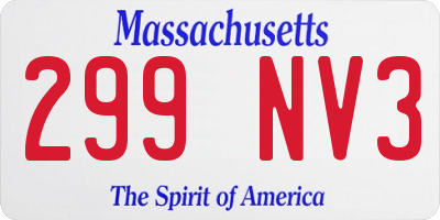 MA license plate 299NV3