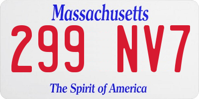 MA license plate 299NV7
