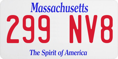 MA license plate 299NV8