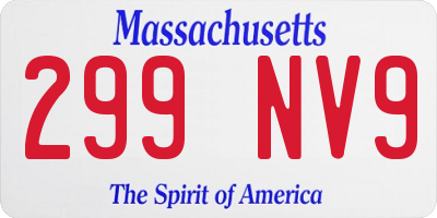 MA license plate 299NV9