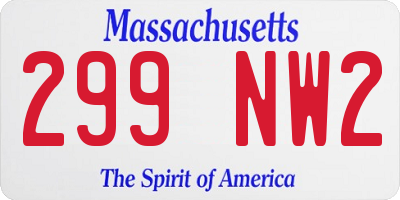 MA license plate 299NW2
