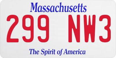 MA license plate 299NW3