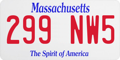 MA license plate 299NW5