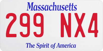 MA license plate 299NX4