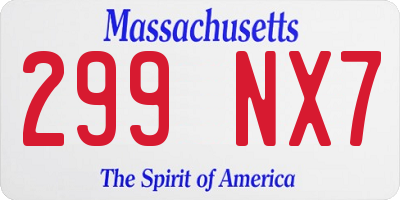 MA license plate 299NX7