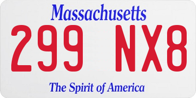 MA license plate 299NX8