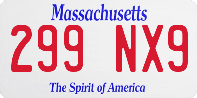 MA license plate 299NX9