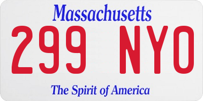 MA license plate 299NY0