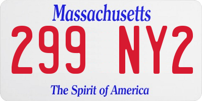 MA license plate 299NY2
