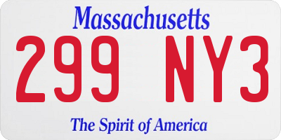 MA license plate 299NY3