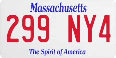 MA license plate 299NY4