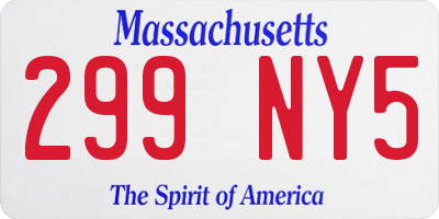 MA license plate 299NY5