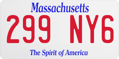 MA license plate 299NY6