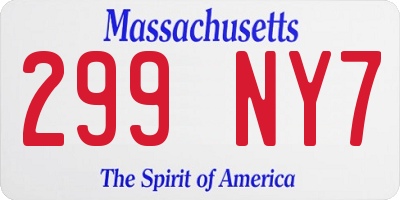 MA license plate 299NY7