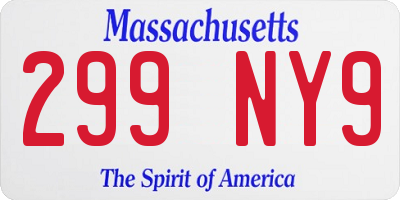 MA license plate 299NY9