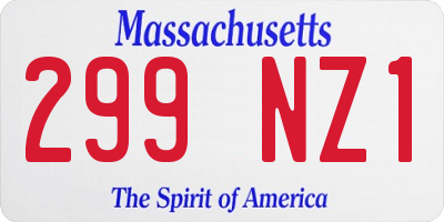MA license plate 299NZ1