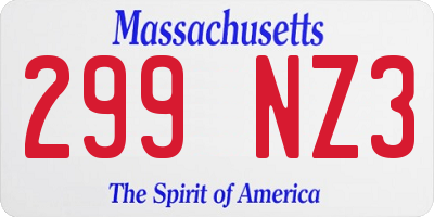 MA license plate 299NZ3