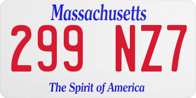 MA license plate 299NZ7